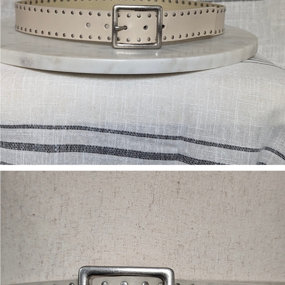 Calvin Klein White Leather Studded Belt
